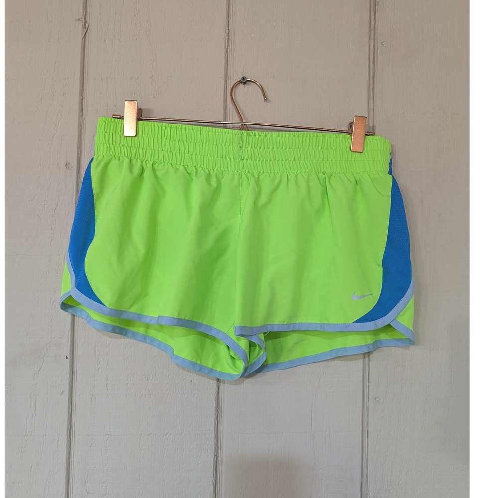 Nike Dri-FIT Tempo Running Shorts Lime‎ Green Volt Blue Mesh Womens XL
